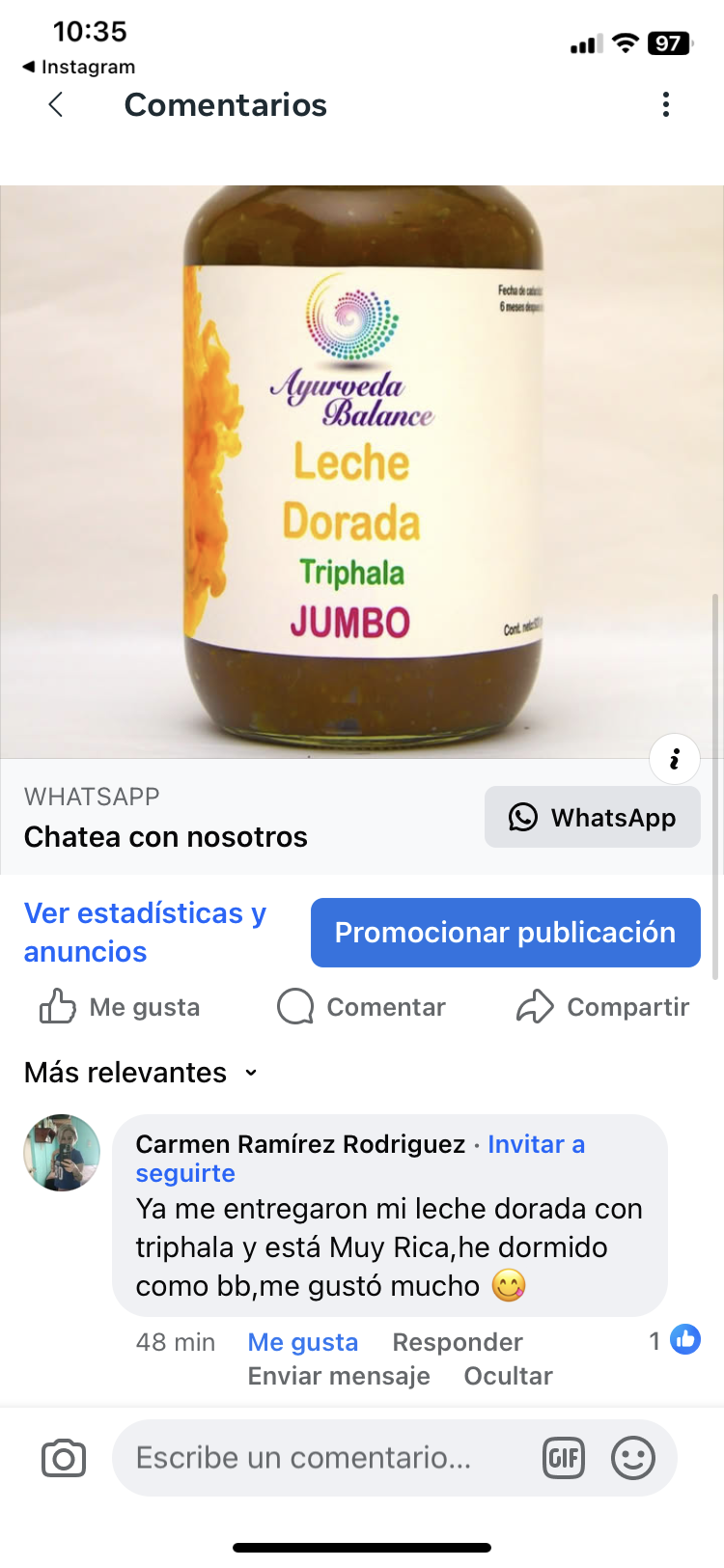 LECHE DORADA CON TRIPHALA JUMBO (4.5 MESES)