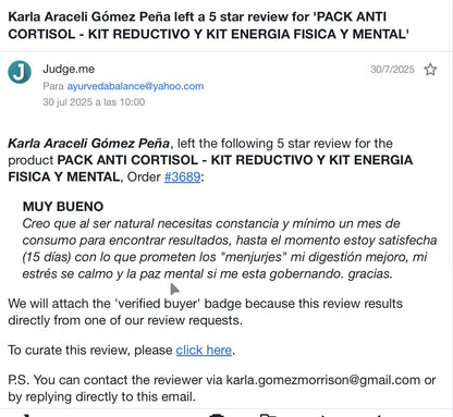 PACK ANTI CORTISOL - KIT REDUCTIVO Y KIT ENERGIA FISICA Y MENTAL