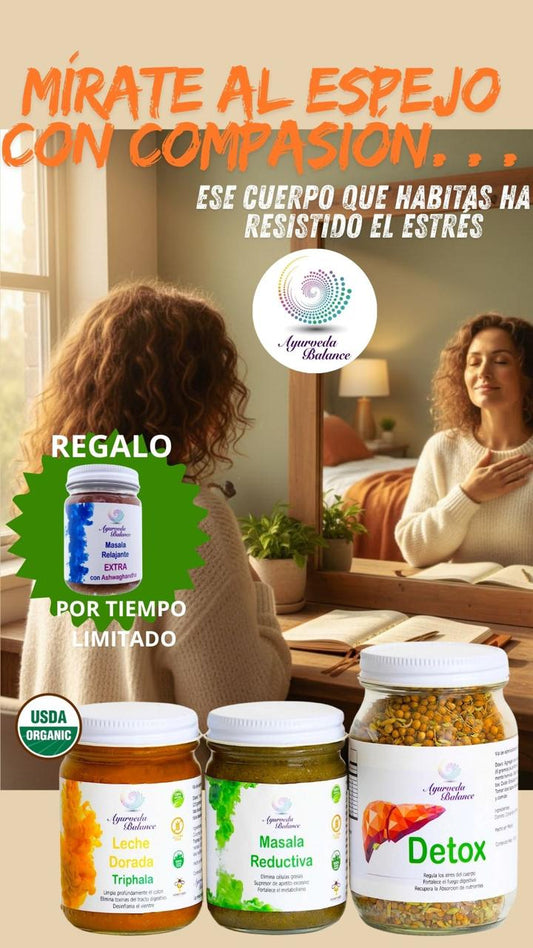 KIT REDUCTIVO & DETOX (3 MESES): El Sistema Ayurvédico que Sana tu Microbiota — Porque Ahí Está la Raíz del Peso que No Se Va. CON MASALA RELAJANTE CON ASHWAGANDHA DE REGALO