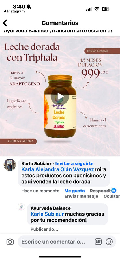 LECHE DORADA CON TRIPHALA JUMBO (4.5 MESES)