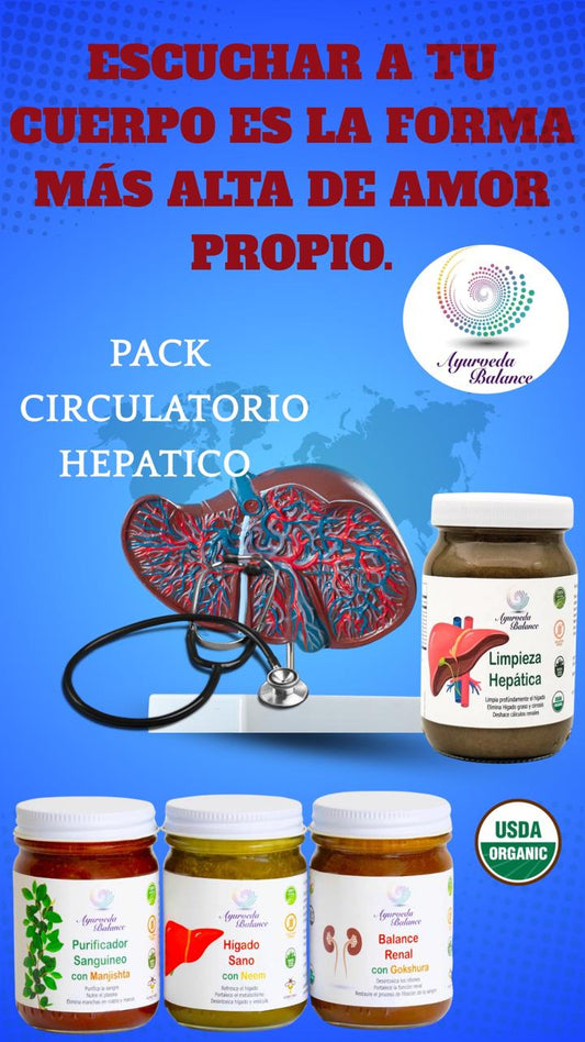 PACK CIRCULATORIO HEPATICO (un mes): Hígado Graso + Hipertensión + Colesterol · Sistema Integral Ayurveda · USDA Orgánico