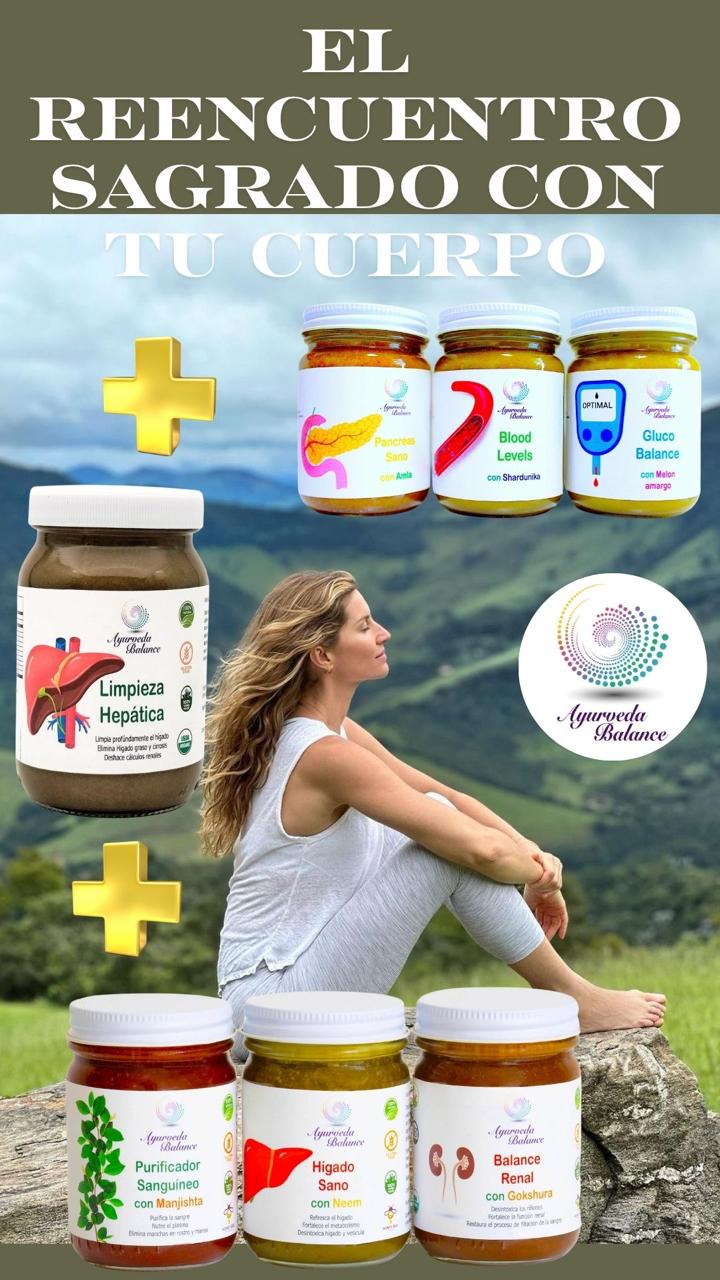 PACK TRIADA METABÓLICA: (un mes): Hígado Graso + Hipertensión + Colesterol + Diabetes· Sistema Integral Ayurveda · USDA Orgánico